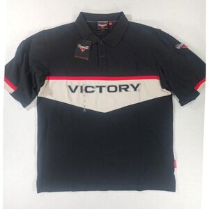 Victory Motorcycles Polo Uniform Shirt Mens L Black Short Sleeve Pique NEW